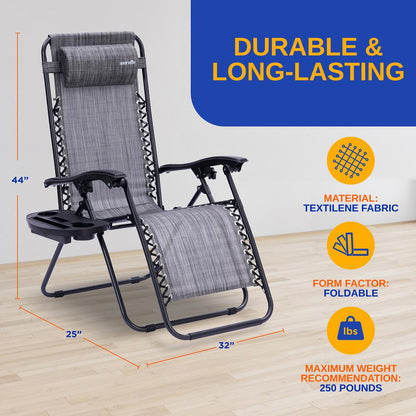 Adjustable Zero Gravity Chair Set - SLZGHGRY87.5