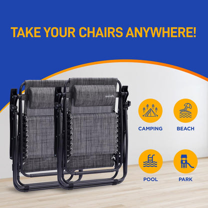 Adjustable Zero Gravity Chair Set - SLZGHGRY87.5