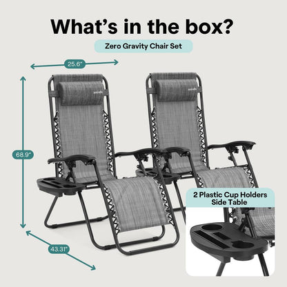 Adjustable Zero Gravity Chair Set - SLZGHGRY87