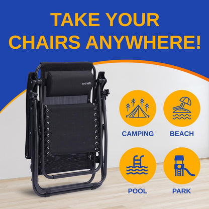 Adjustable Zero Gravity Chair Set - SLZGHTBBK78.5