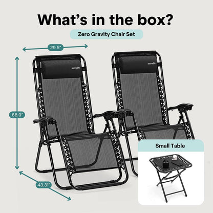 Adjustable Zero Gravity Chair Set - SLZGHTBBK78