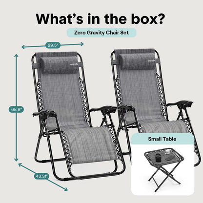 Adjustable Zero Gravity Chair Set - SLZGHTBGY32